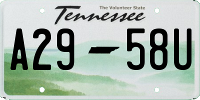 TN license plate A2958U