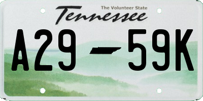 TN license plate A2959K