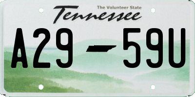 TN license plate A2959U