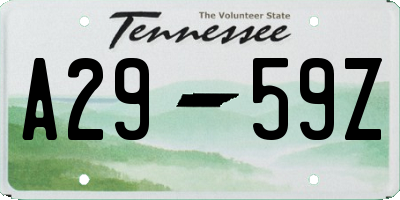 TN license plate A2959Z