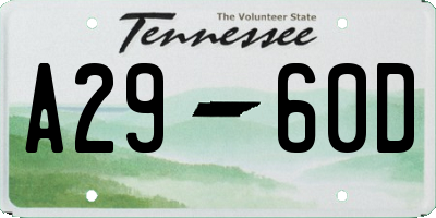 TN license plate A2960D