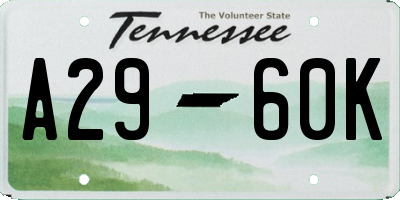 TN license plate A2960K