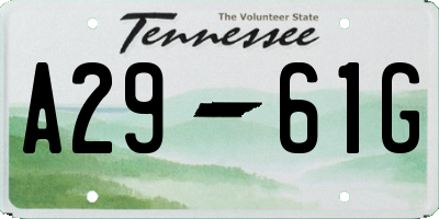 TN license plate A2961G