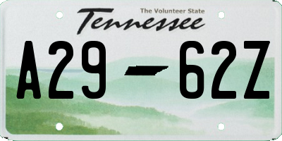 TN license plate A2962Z