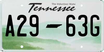 TN license plate A2963G