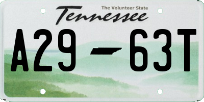 TN license plate A2963T