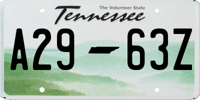 TN license plate A2963Z