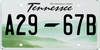 TN license plate A2967B