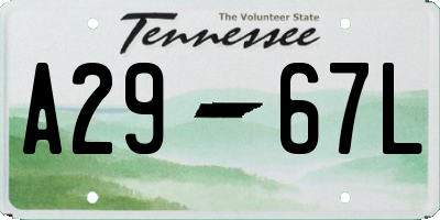 TN license plate A2967L