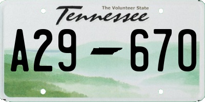 TN license plate A2967O