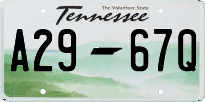 TN license plate A2967Q