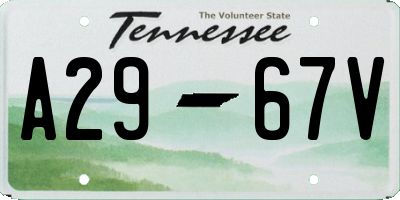 TN license plate A2967V