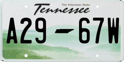 TN license plate A2967W