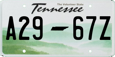 TN license plate A2967Z
