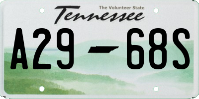 TN license plate A2968S