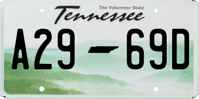 TN license plate A2969D