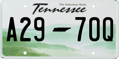 TN license plate A2970Q