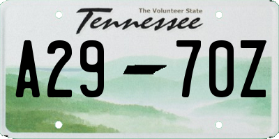 TN license plate A2970Z