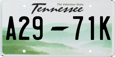 TN license plate A2971K