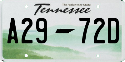 TN license plate A2972D