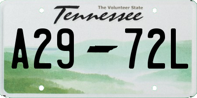 TN license plate A2972L