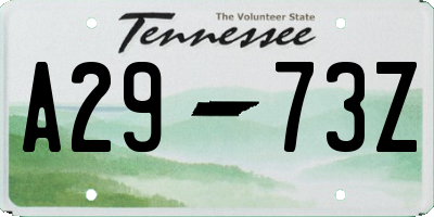 TN license plate A2973Z