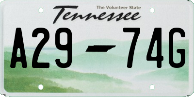 TN license plate A2974G