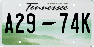 TN license plate A2974K