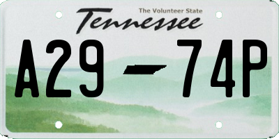 TN license plate A2974P