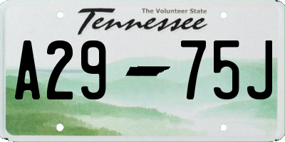 TN license plate A2975J