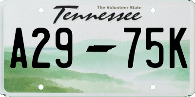 TN license plate A2975K