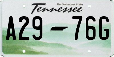 TN license plate A2976G