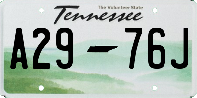 TN license plate A2976J