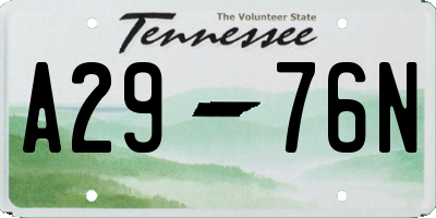 TN license plate A2976N