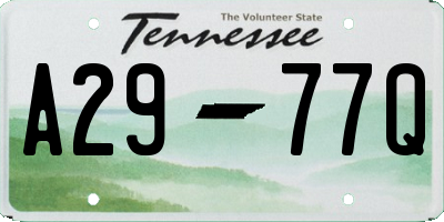 TN license plate A2977Q