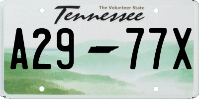 TN license plate A2977X