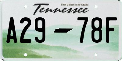 TN license plate A2978F