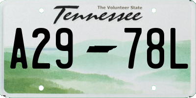 TN license plate A2978L