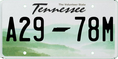 TN license plate A2978M