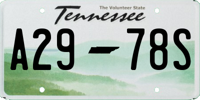 TN license plate A2978S