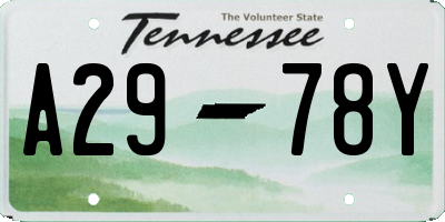 TN license plate A2978Y