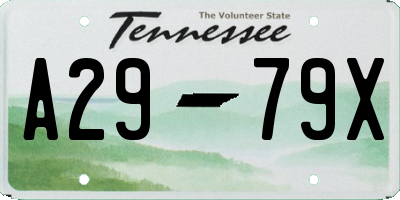 TN license plate A2979X