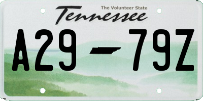TN license plate A2979Z