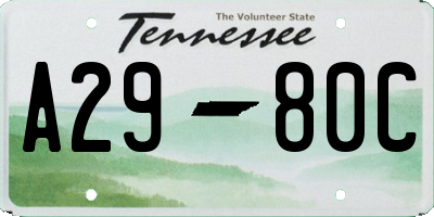 TN license plate A2980C