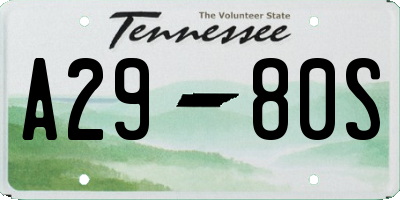 TN license plate A2980S