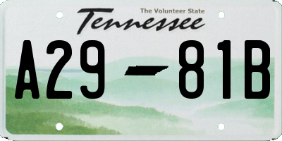 TN license plate A2981B