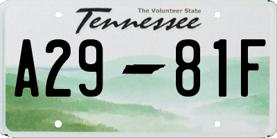 TN license plate A2981F