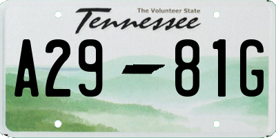 TN license plate A2981G