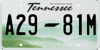 TN license plate A2981M