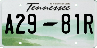 TN license plate A2981R